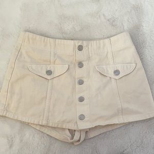 Cream Denim Skort